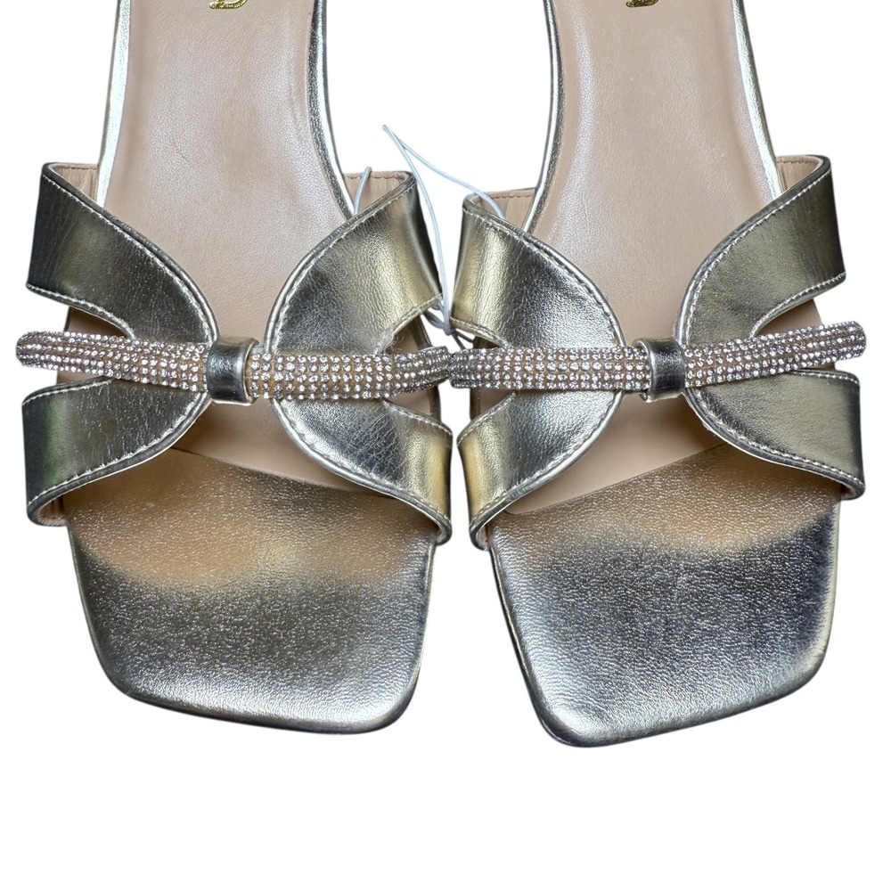 UNISA Gold Wedge Ankle Strap Sandals Rhinestone Embellished Size 10M New - Picture 4 of 12